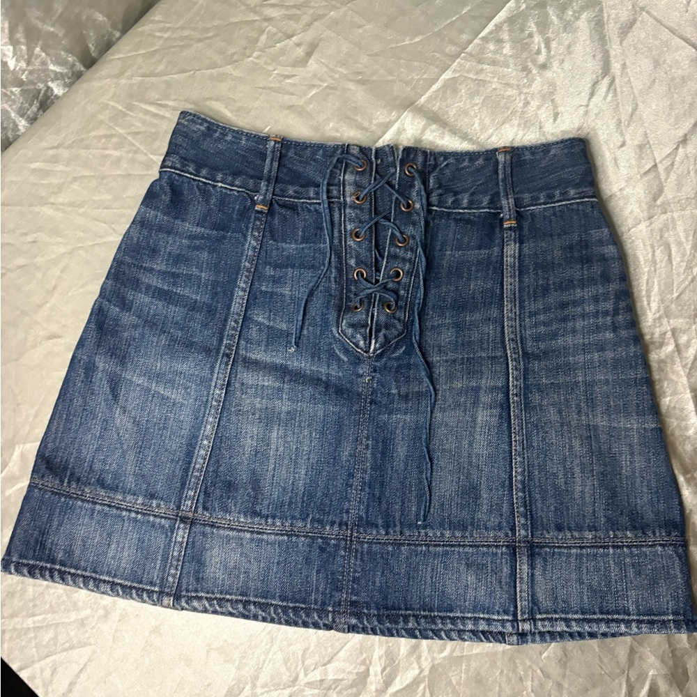 Abercrombie & Fitch Blue Lace-Up Mini Skirt
